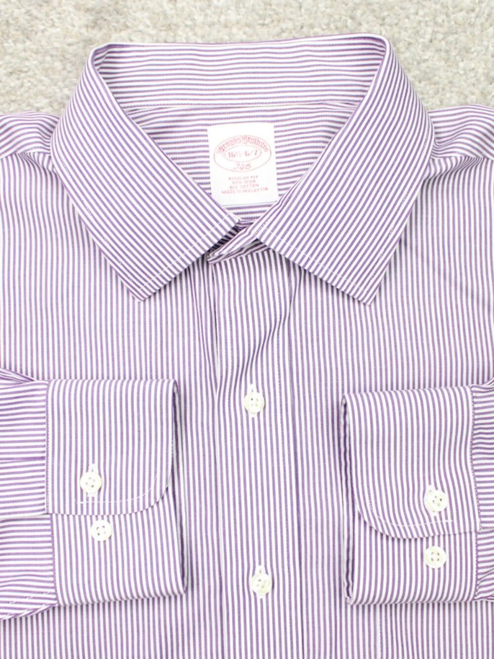 Brooks Brothers 346 Shirt Men 16 1/2, 6/7 Purple Non-Iron Regular Fit Cotton L/S